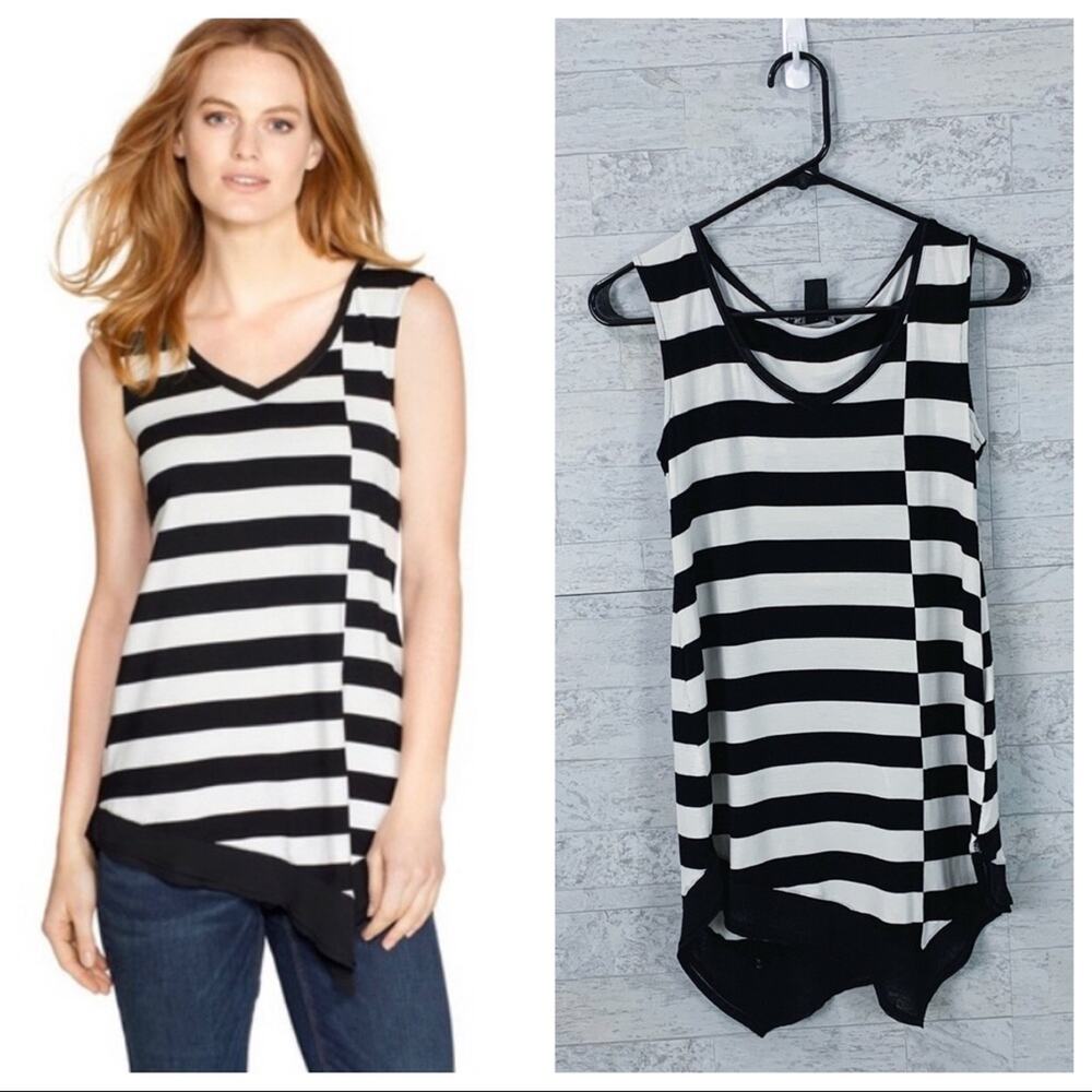 White House Black Market striped asymmetrical tank top / sleeveless blouse